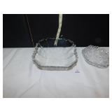 ANTIQUE CUT GLASS BOWL & CUT/ETCHED DISH