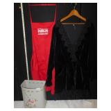 HAND PAINTED VINTAGE WASTE CAN, APRON, BLACK 2 X