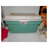 GREEN TOTE W/ BEIGE LID