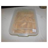 JENGA WOOD PIECES IN PLASTIC TOTE