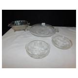 GLASS HANDLED PLATE, BOWL, ETC.