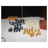 TWO COMPLETE CHESS PIECE SETS - ONE WOOD - 1
