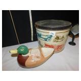 CAR TIN, DUCK PLANTER, MIRROR