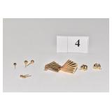 14K THREE PAIRS OF PIERCED EARRINGS, 5 STUDS, FAN