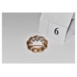 14K CIRCLE PIN W/ PEARL AND BLUE STONE 3.28 DWT