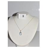 14K PENDANT AND CHAIN W/ PORCELAIN CENTER 2.0 DWT