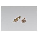 14K PENDANT FLOWER/LEAF DESIGN AND SNOWFLAKE 1.48