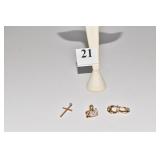 10KT 3.03 DWT SWAN PENDANTS AND CROSS MONOGRAMED