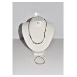 STERLING 18" NECKLACE W/ BRACELET TURQUOISE COLOR