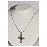 28" STERLING CHAIN AND CROSS PENDANT