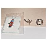 ZARAH STERLING SILVER AND ENAMELED PIN,
