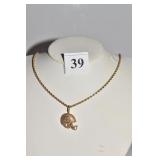 14KT 12.15 PGH STEELER PENDANT ON ROPE CHAIN
