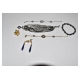 RHINESTONE BRACELETS 1 SILVER 1 GOLD TONE BEE PIN