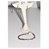 HAMMERED DESIGN STERLING EARRINGS, LEATHER