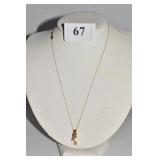 10KT FINE GOLD CHAIN WITH 3 DIAMOND PENDANT 1.41