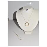 14KT 2 NECKLACES 1 WITH DIAMOND 1 WITH YELLOW