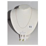 10KT FINE CHAIN AMBER COLOR 10KT DROP EARRINGS