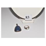 STERLING WITH CARVED PENDANT STONE OPEN CENTER