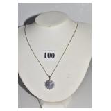 STERLING TWISTED CHAIN WITH RHINESTONE PENDANT