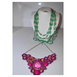 20" 4 STRAND W/ SILVER SPACERS NECKLACE AND