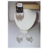 RHINESTONE LARGE HOOP EARRINGS ONE SILVER ONE