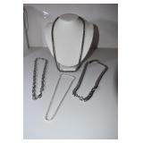 4 SILVER TONE NECKLACES THICK TO THIN CHAINS 24"