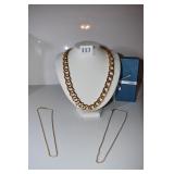 LARGE LINK GOLD TONE 22" LONG & 2 18" ROPE CHAIN