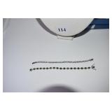 TWO BRACELETS - 8" SILVER 925 W/ GREEN STONES,