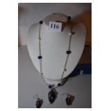 SILVER TONE 24" CHAIN W/ WRAPPED PENDANT AND