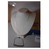 ITALY 925 SILVER FINE CHAIN 18" AND BRACELET W/