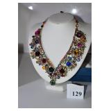 16" CHOCKER NECKLACE BEAUTIFUL MULTI-COLOR STONES