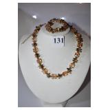 BROWN TONE PLASTIC BEAD 17" NECKLACE W/ ELASTIC