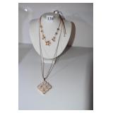 COPPER TONE 26" LONG W/ LARGE BEAD PENDANT,