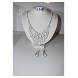 RHINESTONE DRAP NECKLACE AND EARRINGS 20"