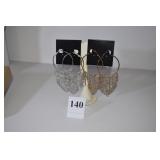 RHINESTONE HOOP EARRINGS ONE SILVER ONE COPPER