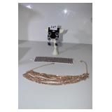 7" LIGHT PURPLE BRACELET AND ROUND STONE EARRING