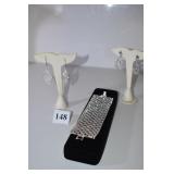 RHINESTONE BRACELET AND 2 PAIRS EARRINGS