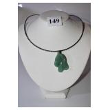 SILVER TONE CHOCKER W/ CARVED STONE HORSE HEAD