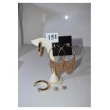 PIERCED EARRINGS, HOOPS W/ RHINESTONES, STAR