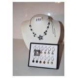 CULTURED PEARL SET OF 6 EARRINGS RHODIUM OVER