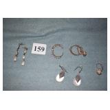 4 PAIRS EARRINGS STERLING DROP W/ GREEN STONES,