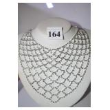 RHINESTONE DRAPE NECKLACE SILVER TONE