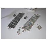 TWO RHINESTONE BRACELET AND EARRINGS SETS 7"