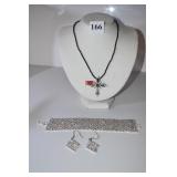 7" RHINESTONE BRACELET AND 16" SILVER 925 CROSS