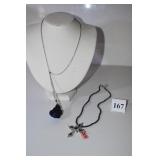 20" SILVER NECKLACE W/ BLUE NATURAL STONE, AND
