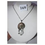 20" STERLING CHAIN W/ AMMONITE PENDANT AND