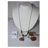 20" STERLING CHAIN W/ AMMONITE PENDANT AND