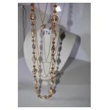 FOUR STRAND NECKLACE 16" -36" GOLD TONE W/ FAUX