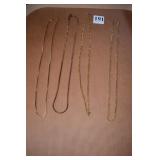 4 GOLD TONE & 1 COPPER TONE NECKLACES 20"