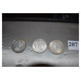 1921 THREE SILVER DOLLARS